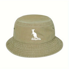 Kangaroo Patterned Fishing Cap Sunshade Bucket Hat for Outdoor Activities