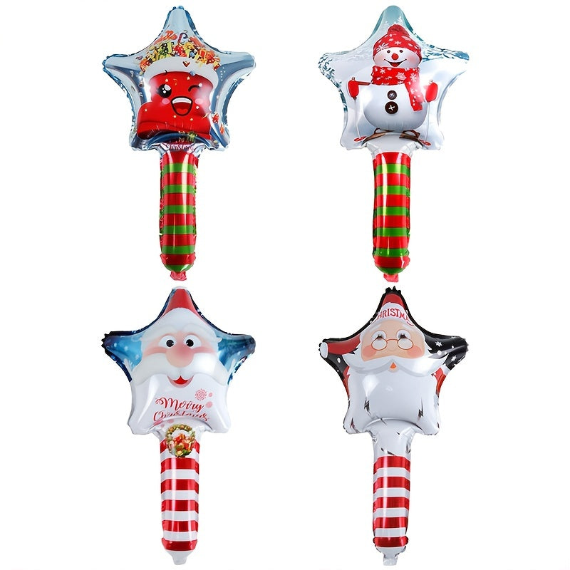 7 Pieces 24" Christmas Inflatable Stick Candy Cane Elk Snow Balloon Santa Decor