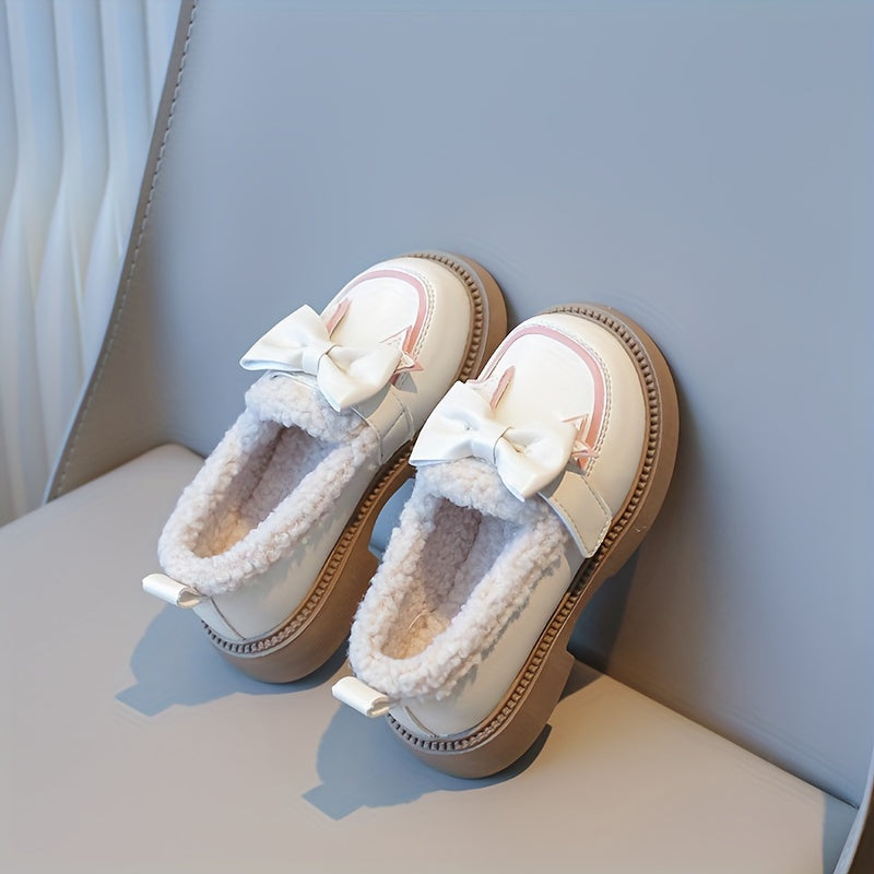 Bowknot Plus Fleece Winter Shoes For Girls