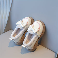 Bowknot Plus Fleece Winter Shoes For Girls