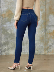 High Stretch Skinny Jeans Solid High Rise Ankle Length Denim Pants
