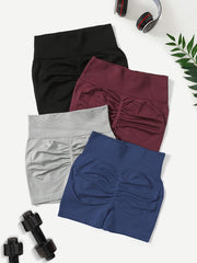 4pcs Seamless Yoga Sports Shorts Tummy Control Biker Fitness Shorts