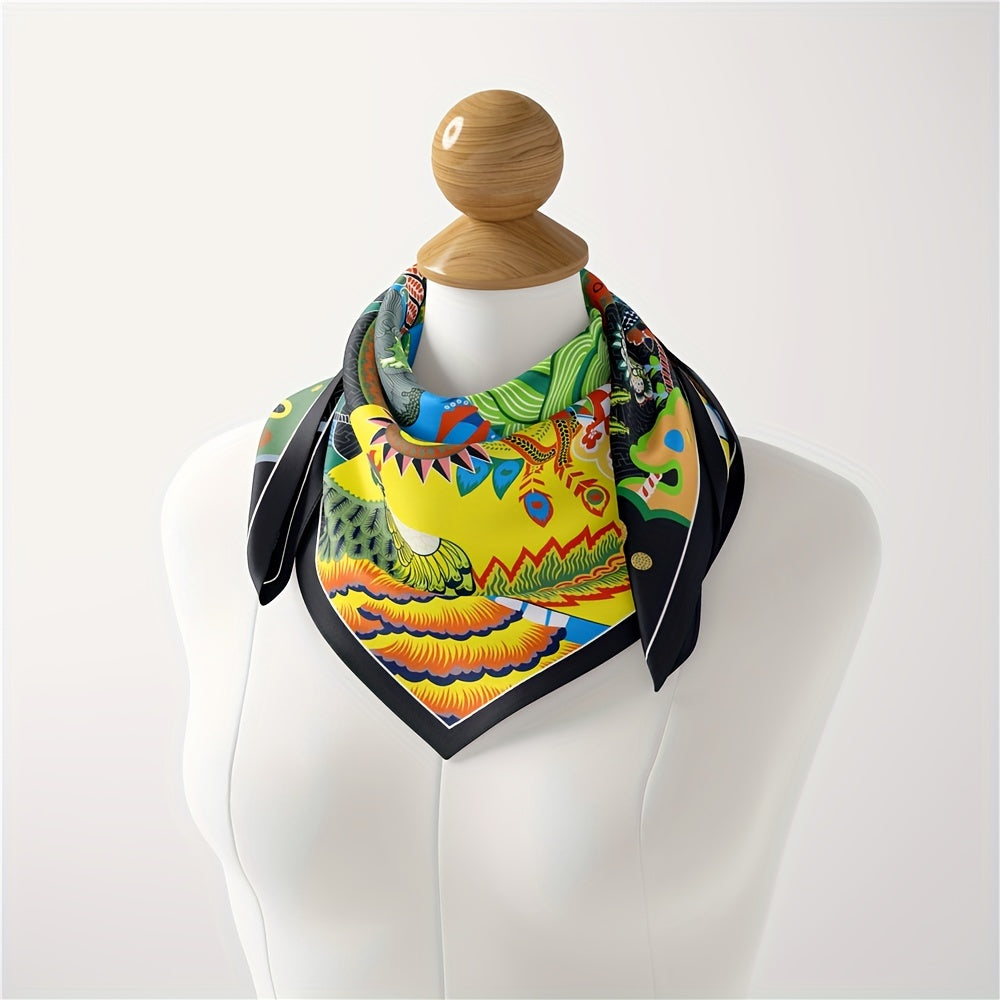 Boho Print Bandana Square Scarf Vintage Satin Neckerchief Women Head Wrap