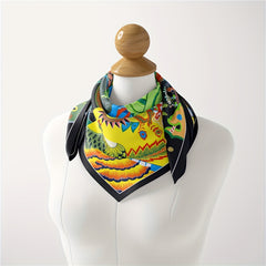 Boho Print Bandana Square Scarf Vintage Satin Neckerchief Women Head Wrap