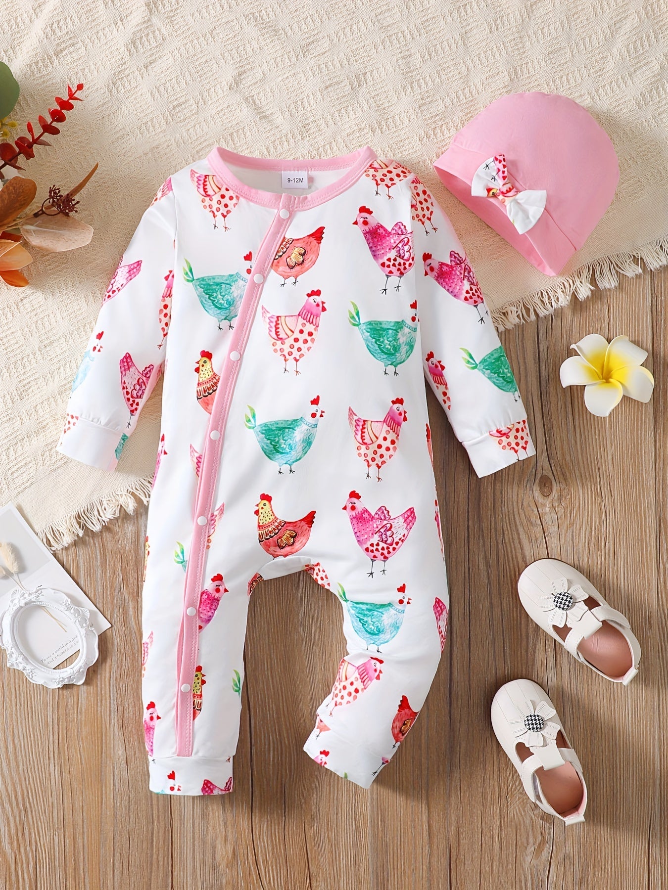 Infant Baby Girl Cartoon Print Romper Long Sleeve Bodysuit