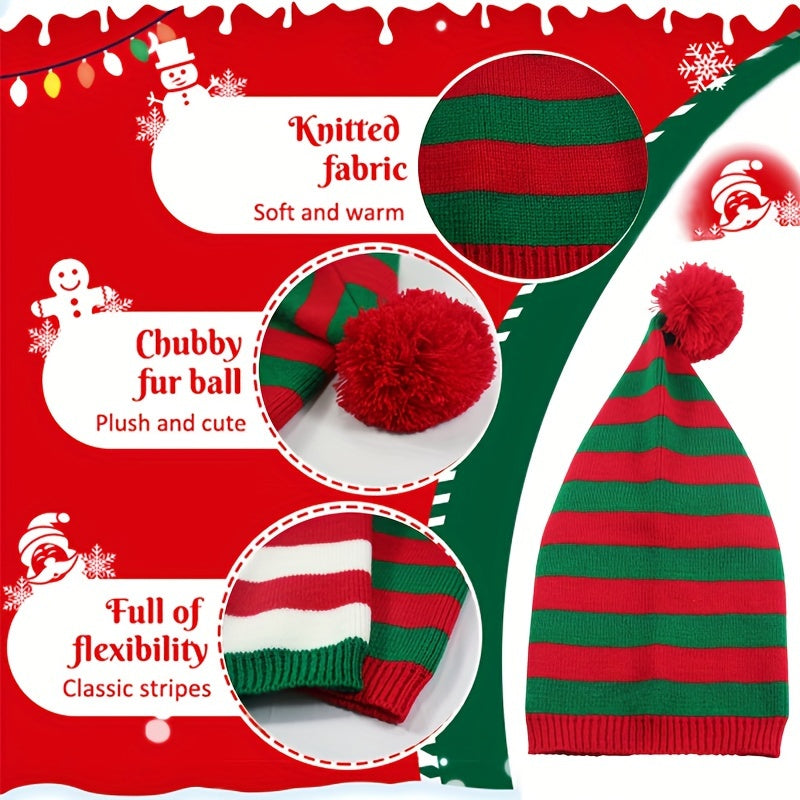 Adult Christmas Knitted Hat Elf Santa Claus Crochet Hat