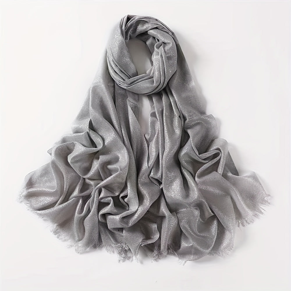 Glitter Scarf Hijab Frayed Edge Shawl Turban Headscarf