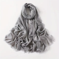 Glitter Scarf Hijab Frayed Edge Shawl Turban Headscarf