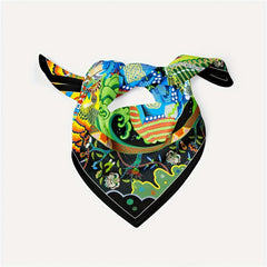 Boho Print Bandana Square Scarf Vintage Satin Neckerchief Women Head Wrap