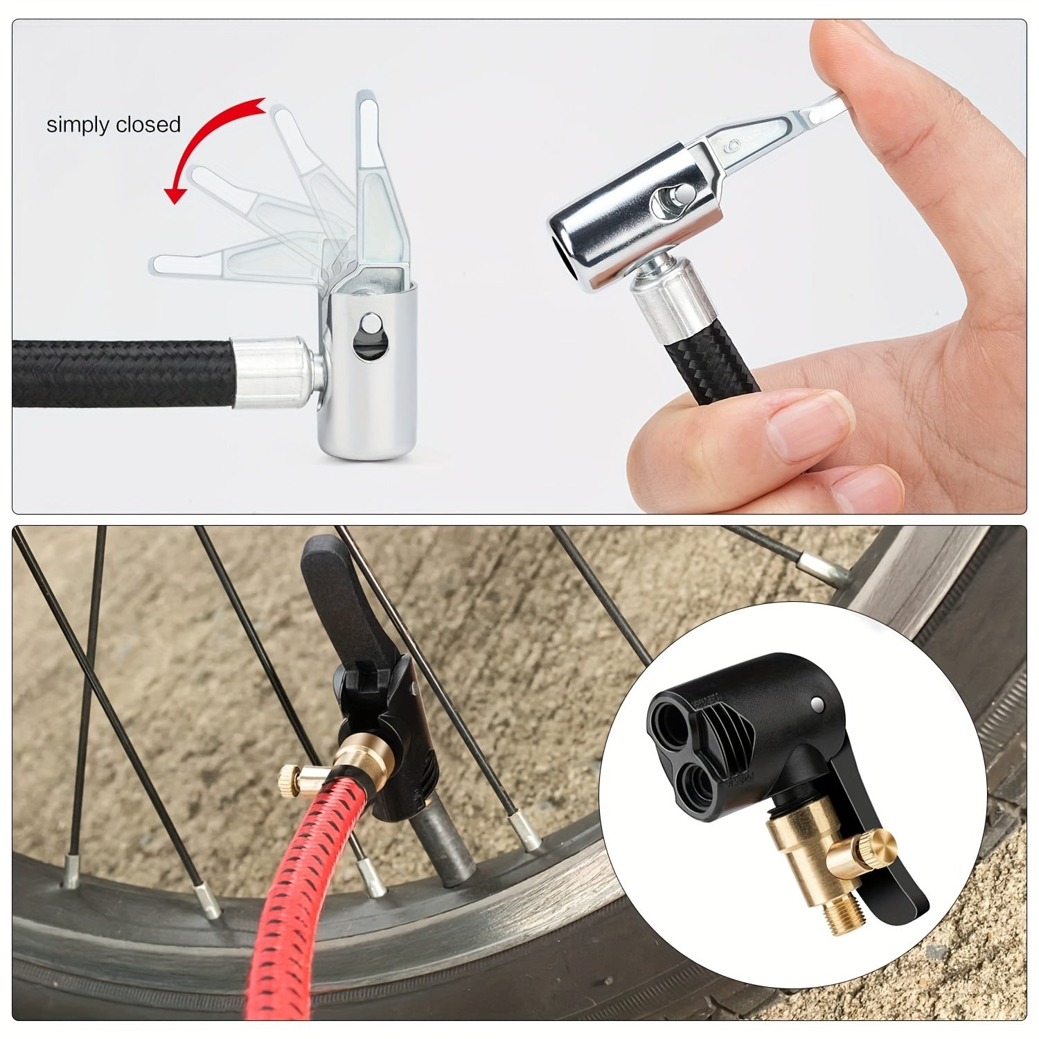 2x Universal Tire Inflation Clamp Quick Connect Hose For Car