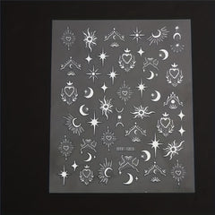 Golden Sun Moon Star Nail Art Stickers Self Adhesive 3D Decals for DIY Nail Deco