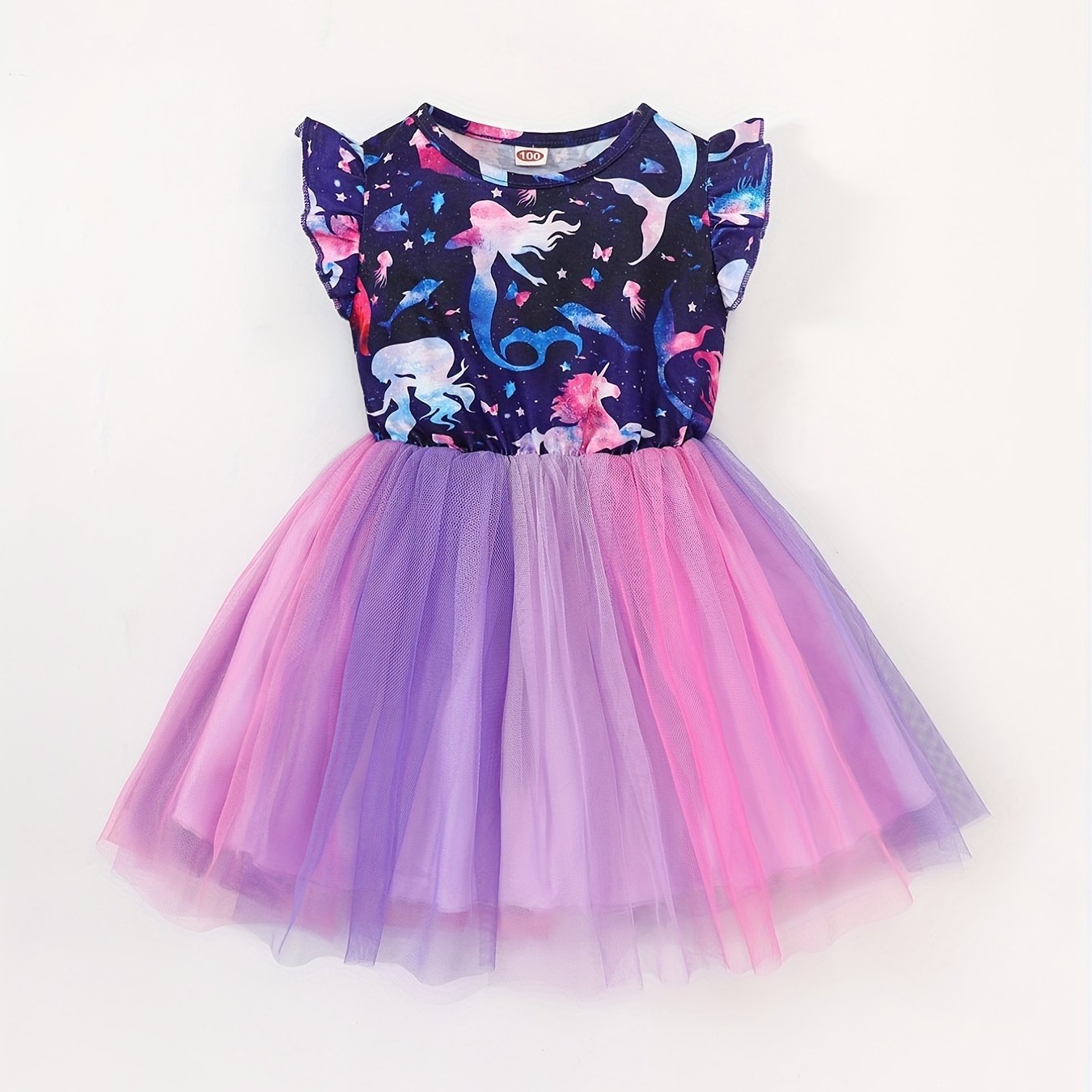 Toddler Girls Mermaid & Unicorn Graphic Tutu Dress