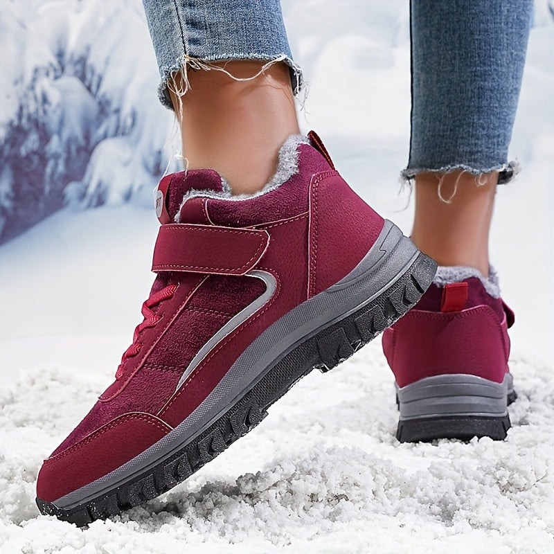 Plush Lined Snow Boots Wear Resistant Thermal Hiking Shoes