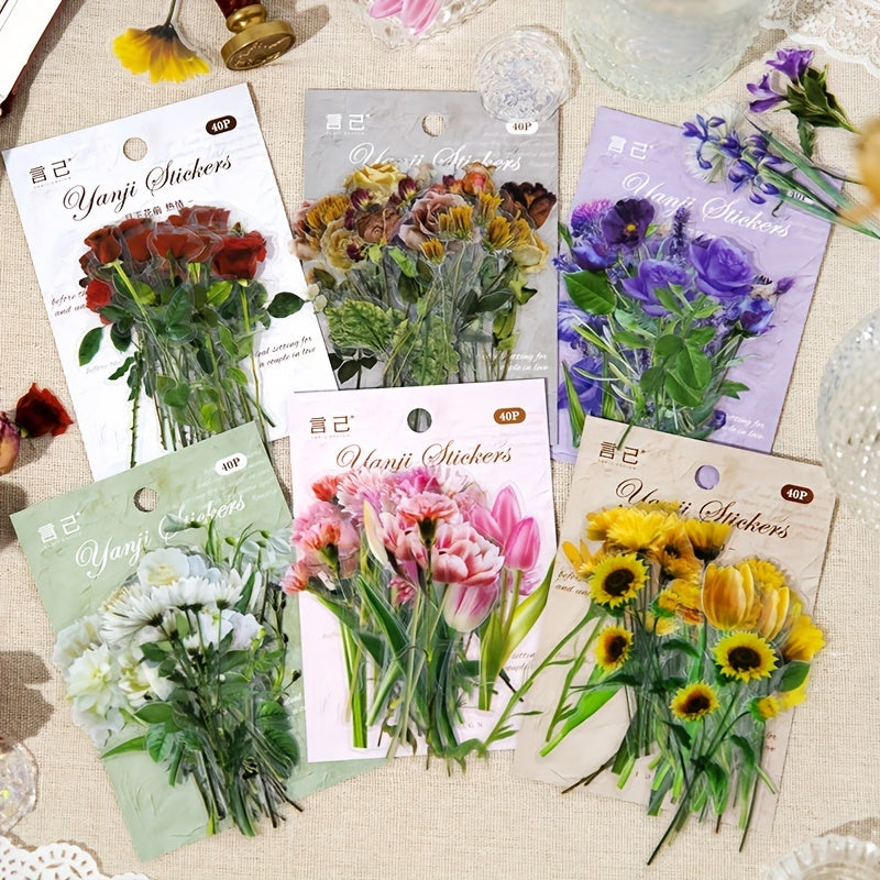 Vintage Plants Flowers Leaves Transparent Stickers Nature Floral Stickers