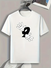 Cartoon Hands Print Men's Graphic Tee for Summer