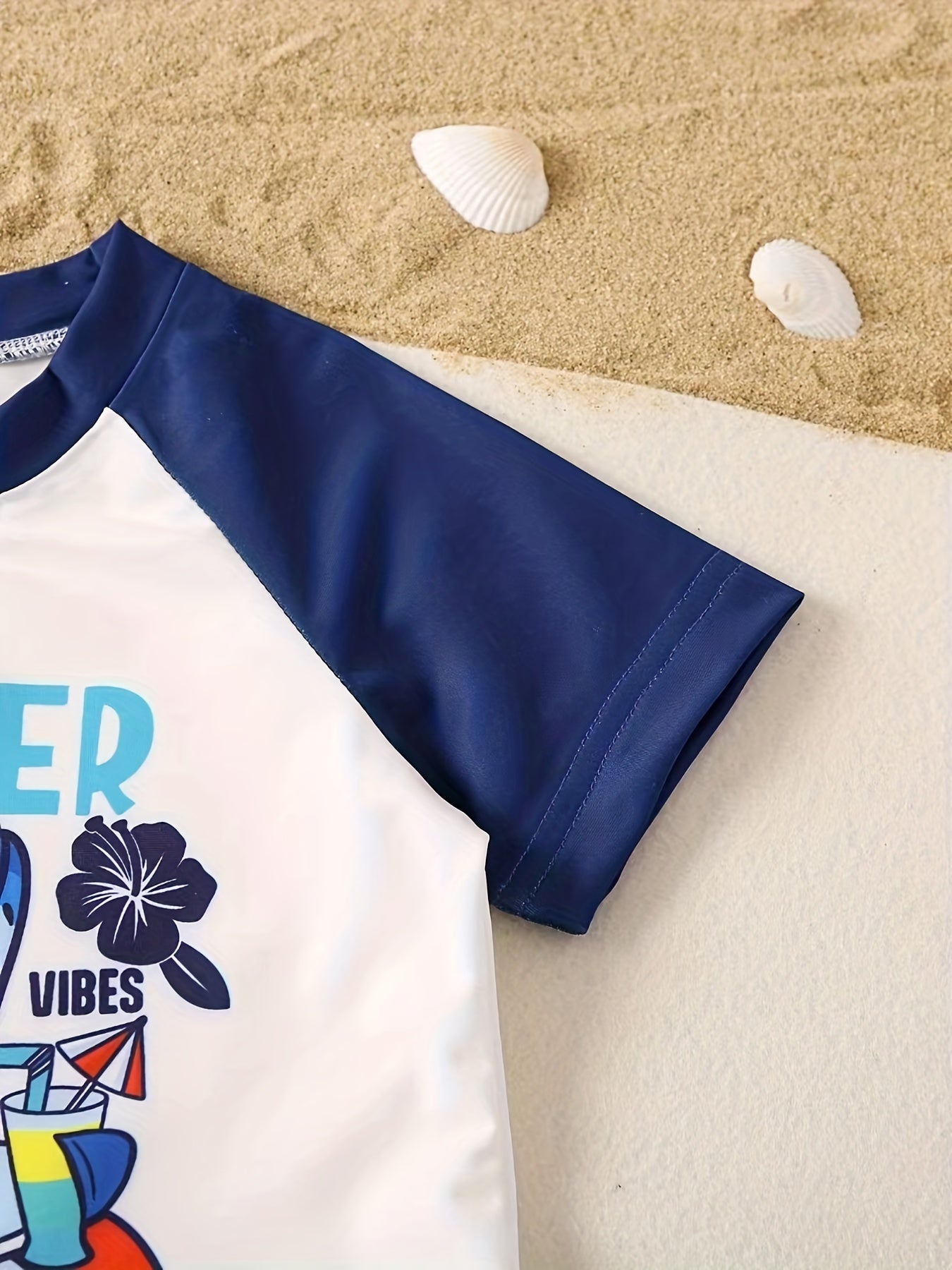 Boys Happy Shark Swim Suit & Trunks Set for Beach Vacation