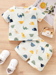 Baby Boys 2pcs Animal Pattern Short Sleeve Shorts Summer Set