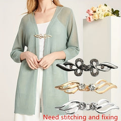 Rhinestone Alloy Pair Buckle Sweater Clip for Stand Collar