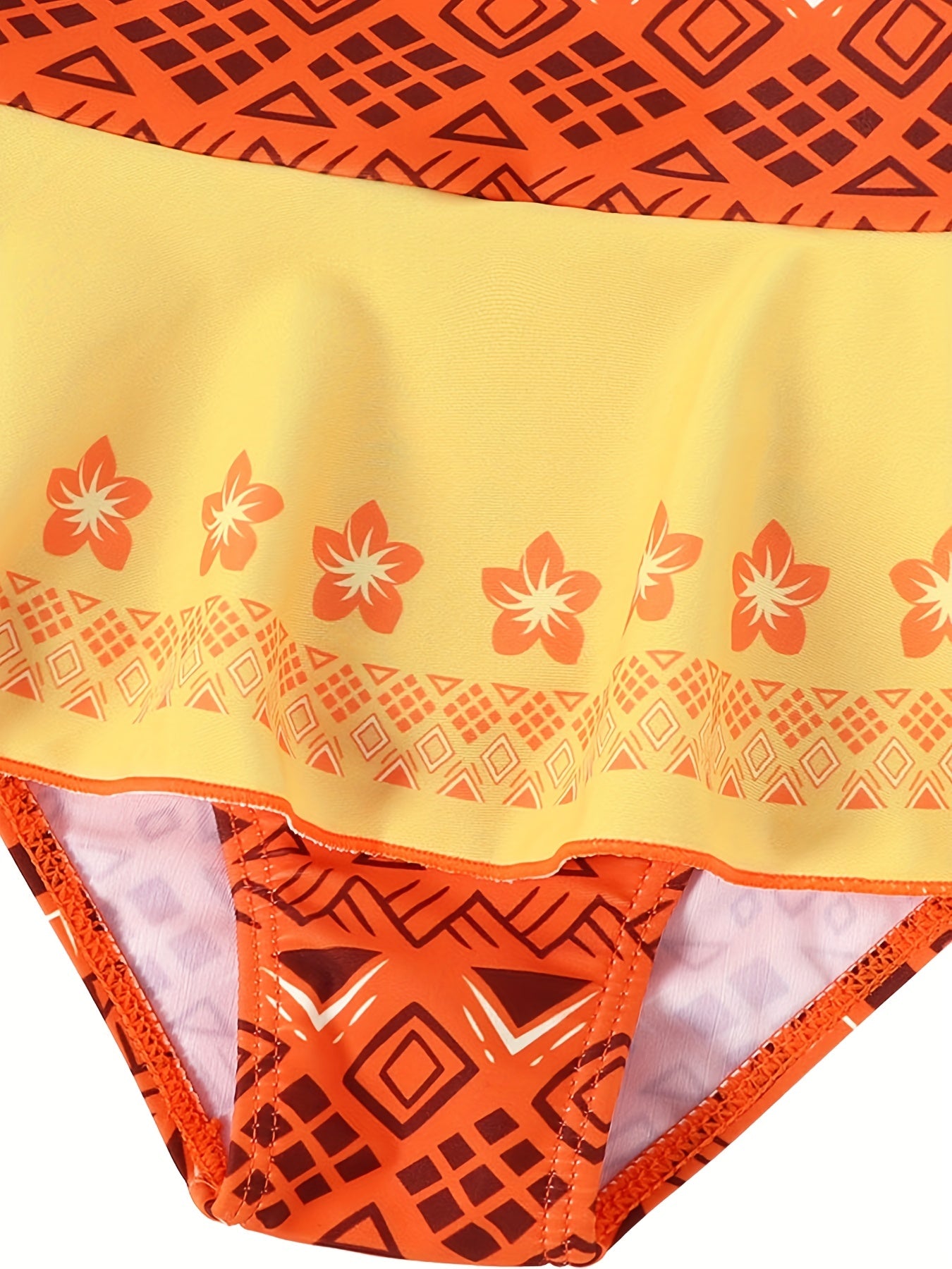 Toddler Girls Abstract Graphic Ruffle Trim Cami Swimsuit