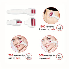 Derma Roller Kit for Face and Body - 3 Heads, Storage Case, Disinfection Tank