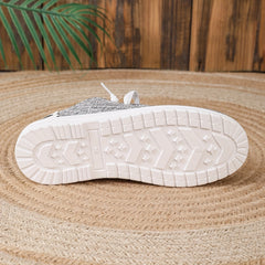 Cow Print Canvas Lace Up Loafers