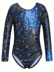 Unicorn Sky Graphic Long Sleeve Ballet Leotard Girls Gymnastics Suit