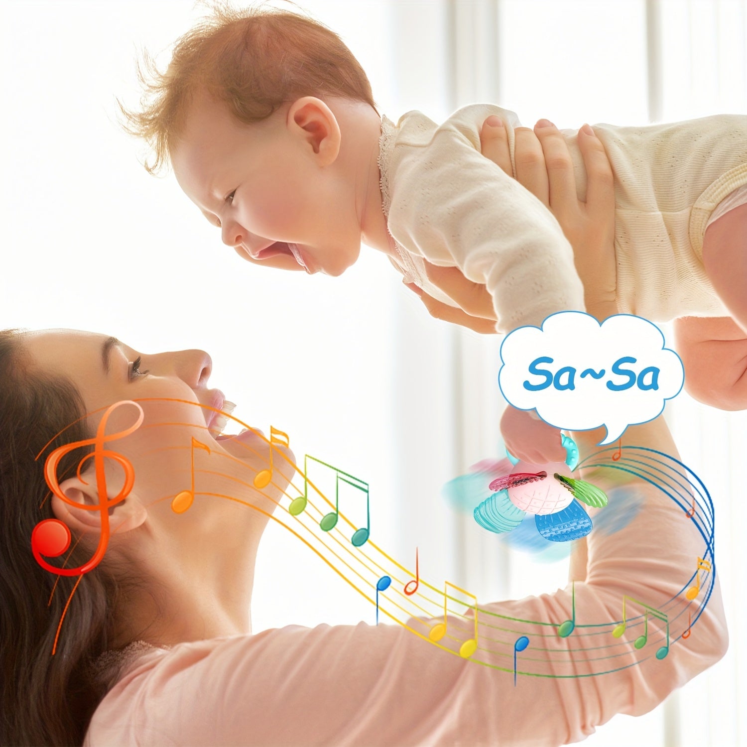Silicone Flower Rattle Teether Grasping Toy Random Gift