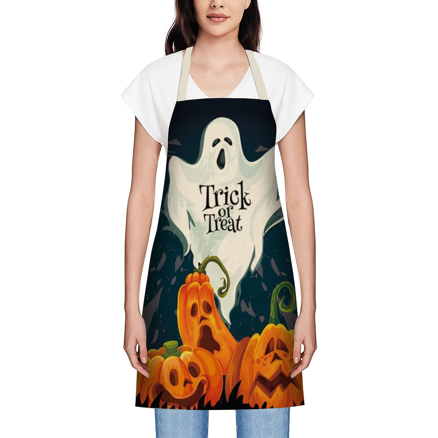 Halloween Party Aprons with Cartoon Prints for Work Uniforms