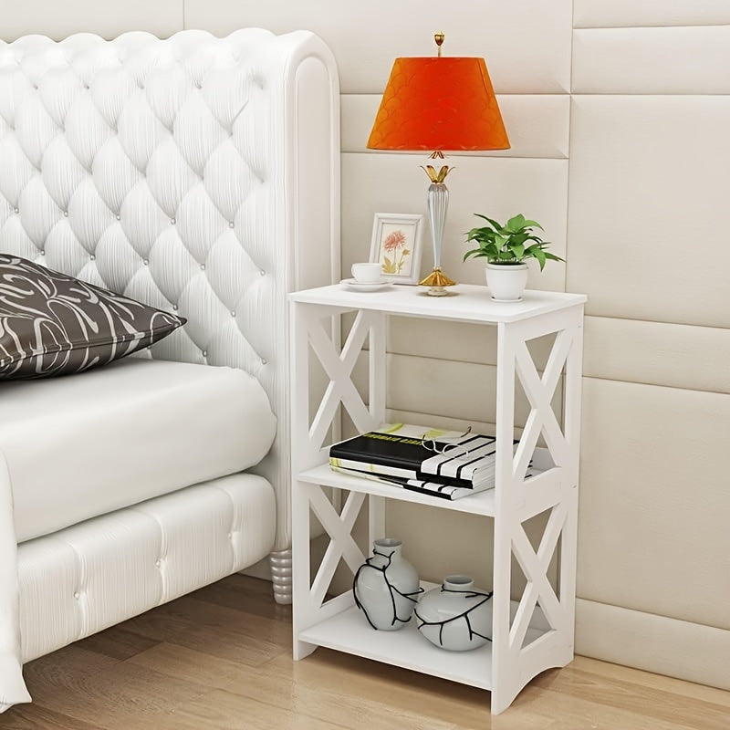 3 Tier Bedside Table Bathroom Nightstand Shelf Small Spaces Living Room