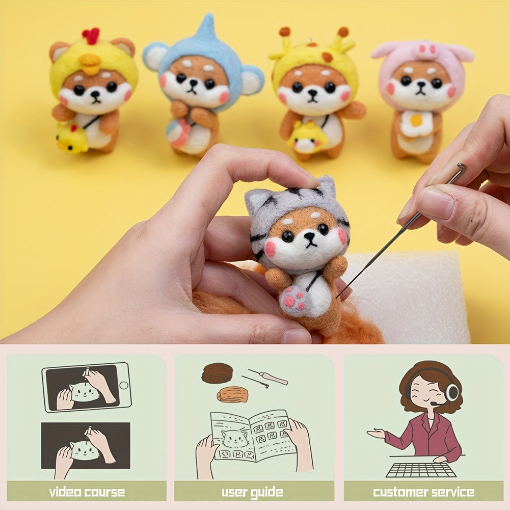 Wool Felting Kit Beginner Animal Dog Shiba DIY Art Craft Kids Adults Pen