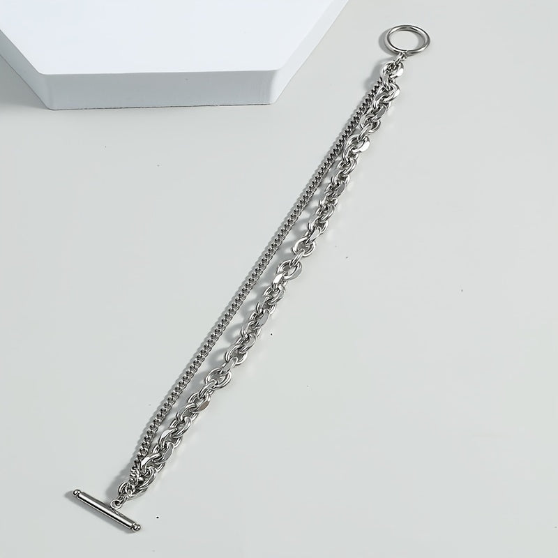 Men's Hip Hop Double Layer Chain Bracelet