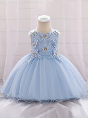 Girls Butterfly Embroidery Princess Dress Baby Birthday Party Dress