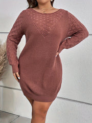 Casual Sweater Dress Women's Long Sleeve Solid Round Neck