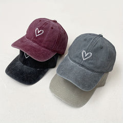Love Embroidery Washed Cap Soft Top Vintage Baseball Cap