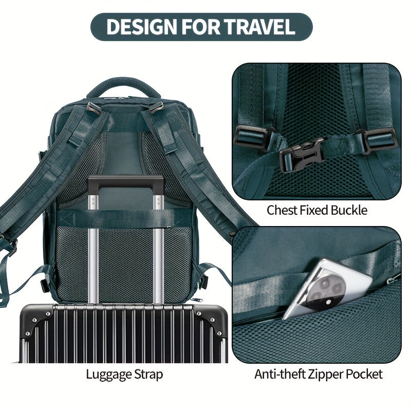 Waterproof Mountaineering Hiking Backpack Fits 14 15 6 Laptops Shoe Pocket & USB