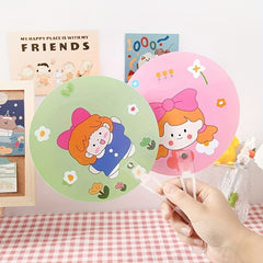 3pcs Cartoon Handheld Fan Summer Creative Round Fan