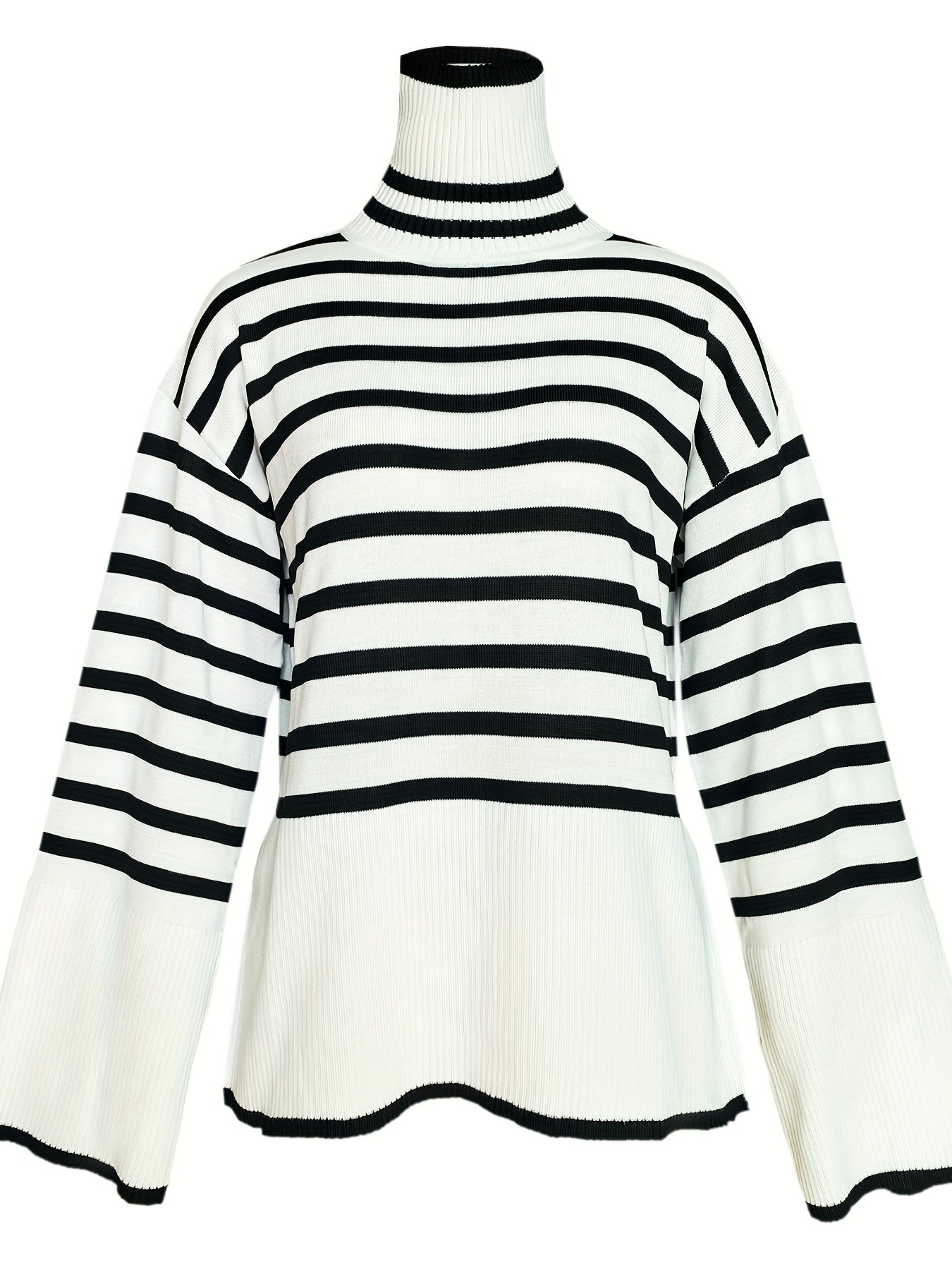 Y2K Striped Turtle Neck Sweater