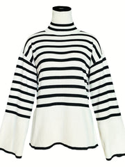 Y2K Striped Turtle Neck Sweater