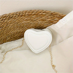 Girls Heart Shape Shoulder Bag Crossbody Bag Chain Solid Messenger Bag Coin Purs