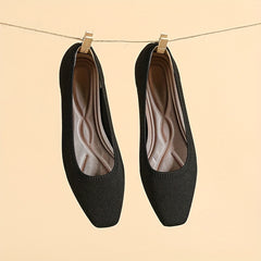 Women's Square Toe Knit Ballet Flats Soft Sole Anti Skid Shoes