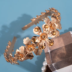 Floral Crystal Hairband for Brides Weddings Parties