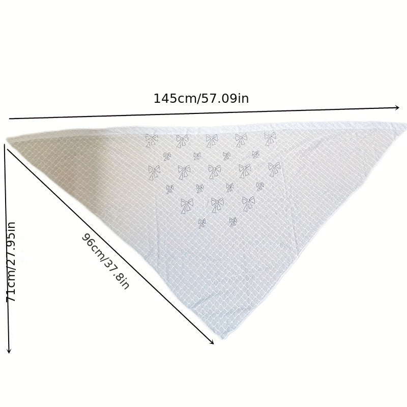 Rhinestone Decor Bowknot Shawl Triangle Scarf Solid Cape For Women