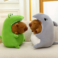 Cute Gray Shark Capybara Plush Toy Doll Soft Fabric Home Decor Gift