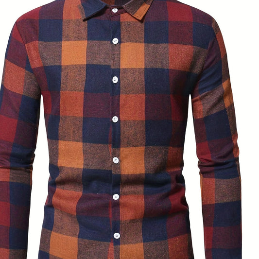 Plaid Print Men's Casual Long Sleeve Shirt