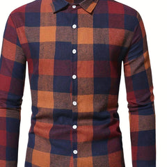 Plaid Print Men's Casual Long Sleeve Shirt