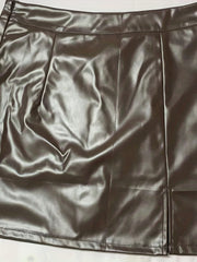 PU Leather Bodycon Pencil Skirts Side Split Mini Skirts