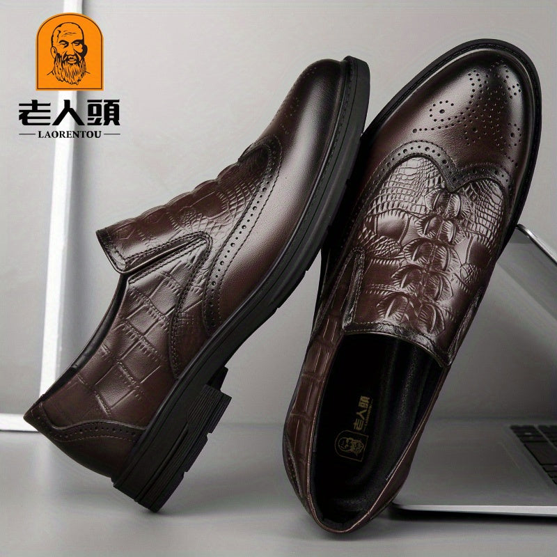 LAORENTOU Men's Brogue Carved Derby Shoes Pointed Toe Wingtip Oxfords
