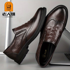 LAORENTOU Men's Brogue Carved Derby Shoes Pointed Toe Wingtip Oxfords