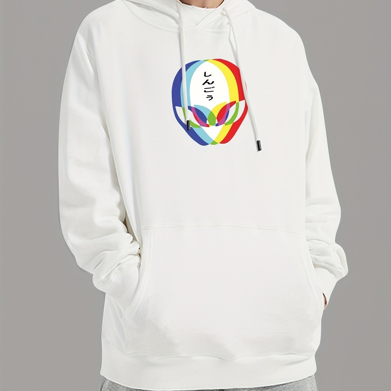 Men's Casual Alien Print Hooded Sweatshirt Long Sleeve Drawstrings