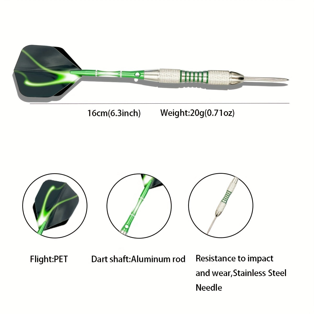 3pcs Steel Tip Darts Set 22g Pro Dart Set Aluminum Shafts